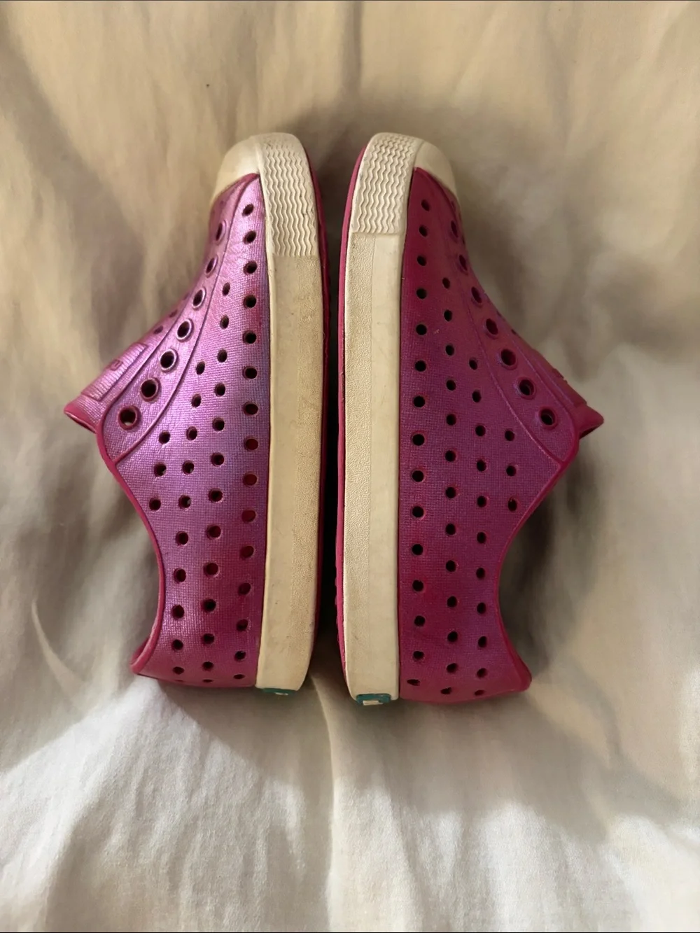 Native Kids Slip-On Water Shoes in Magenta with Cream Toecaps